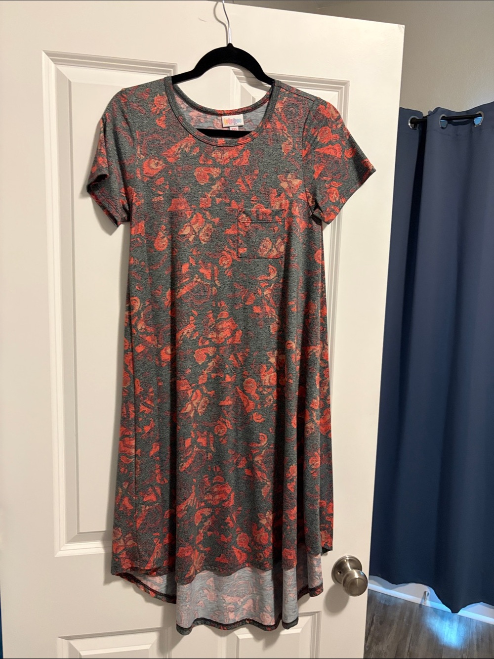 LuLaRoe Gray Dress with Coral Floral Print